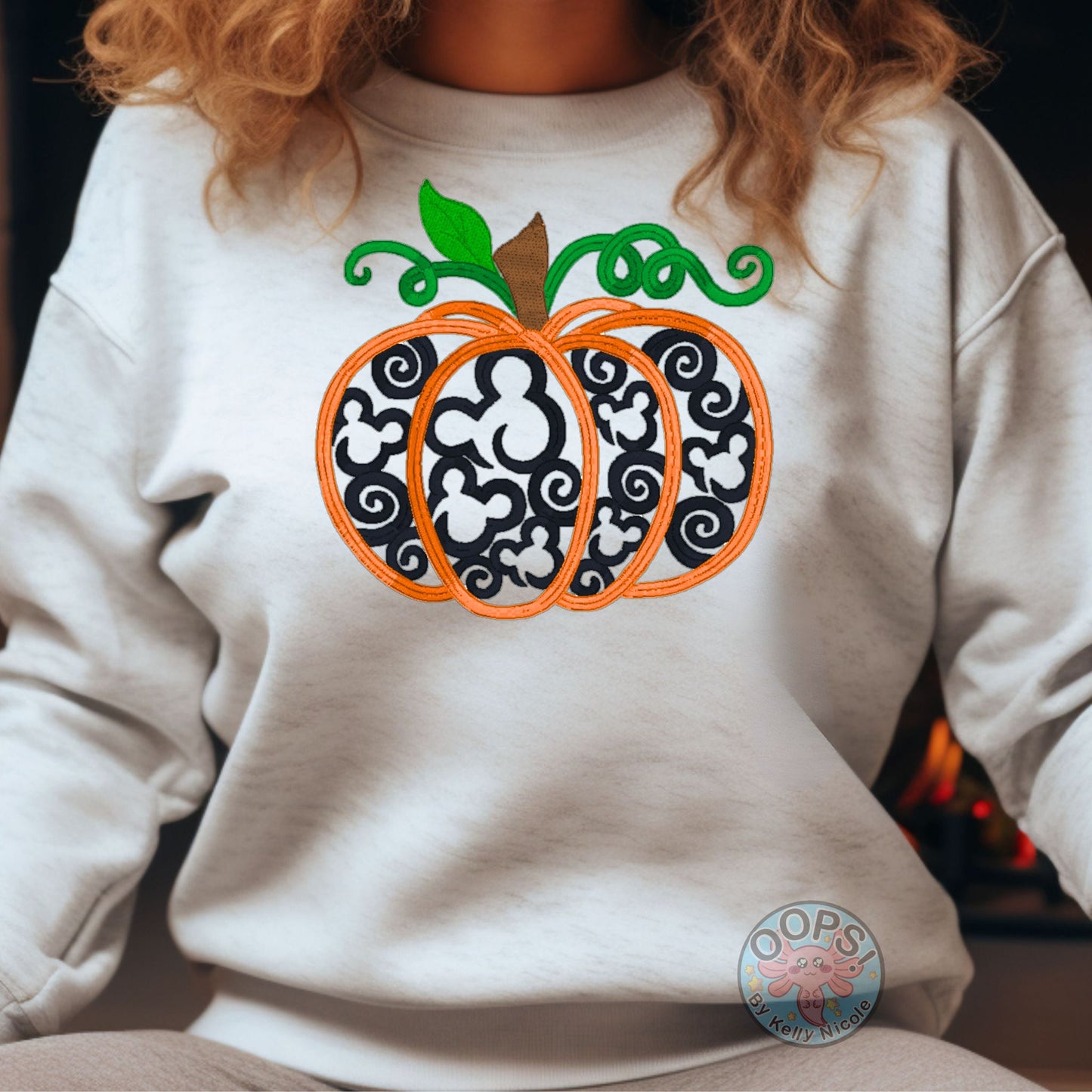 Embroidered  "Pumpkin Mickey Swirls"  Unisex Pullover