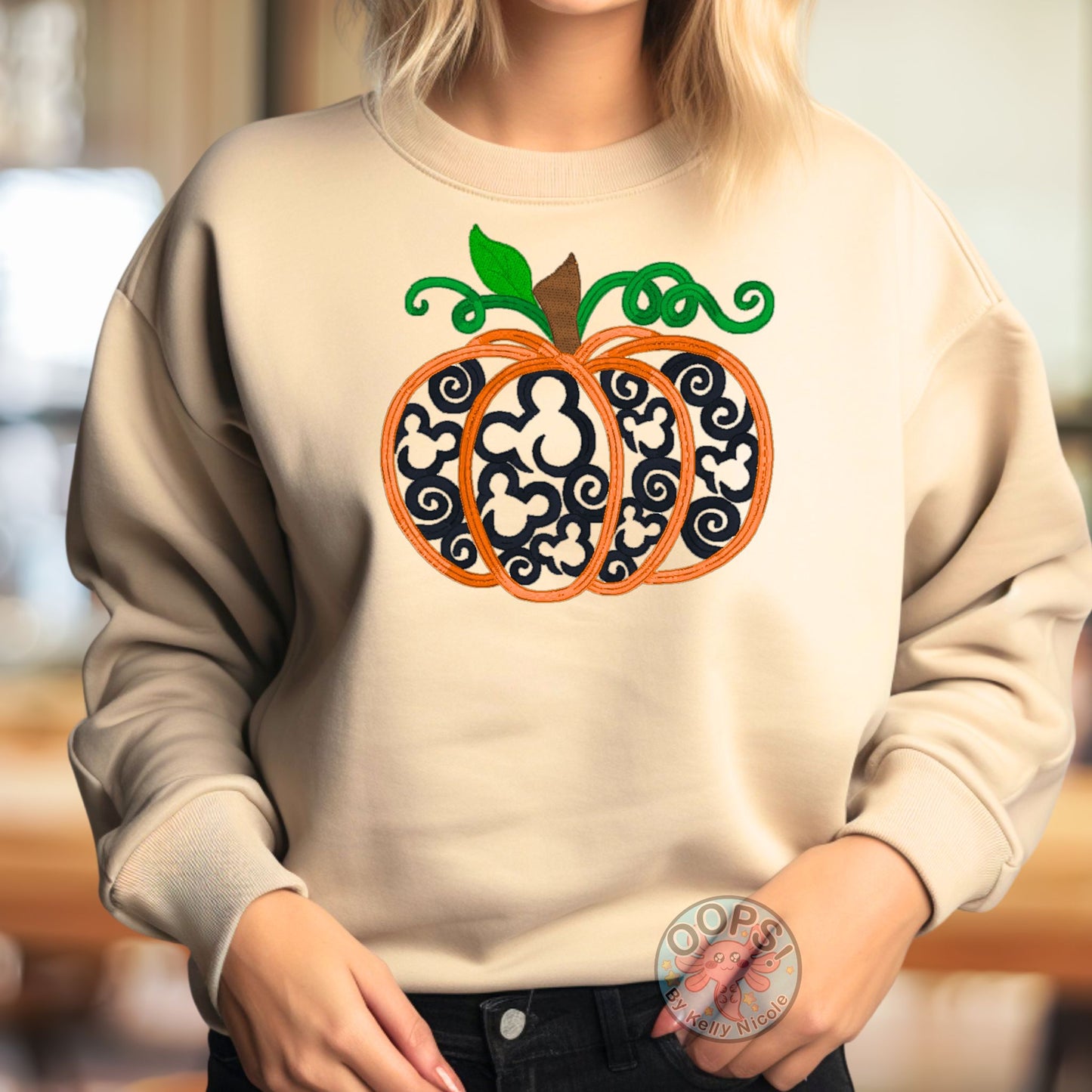 Embroidered  "Pumpkin Mickey Swirls"  Unisex Pullover