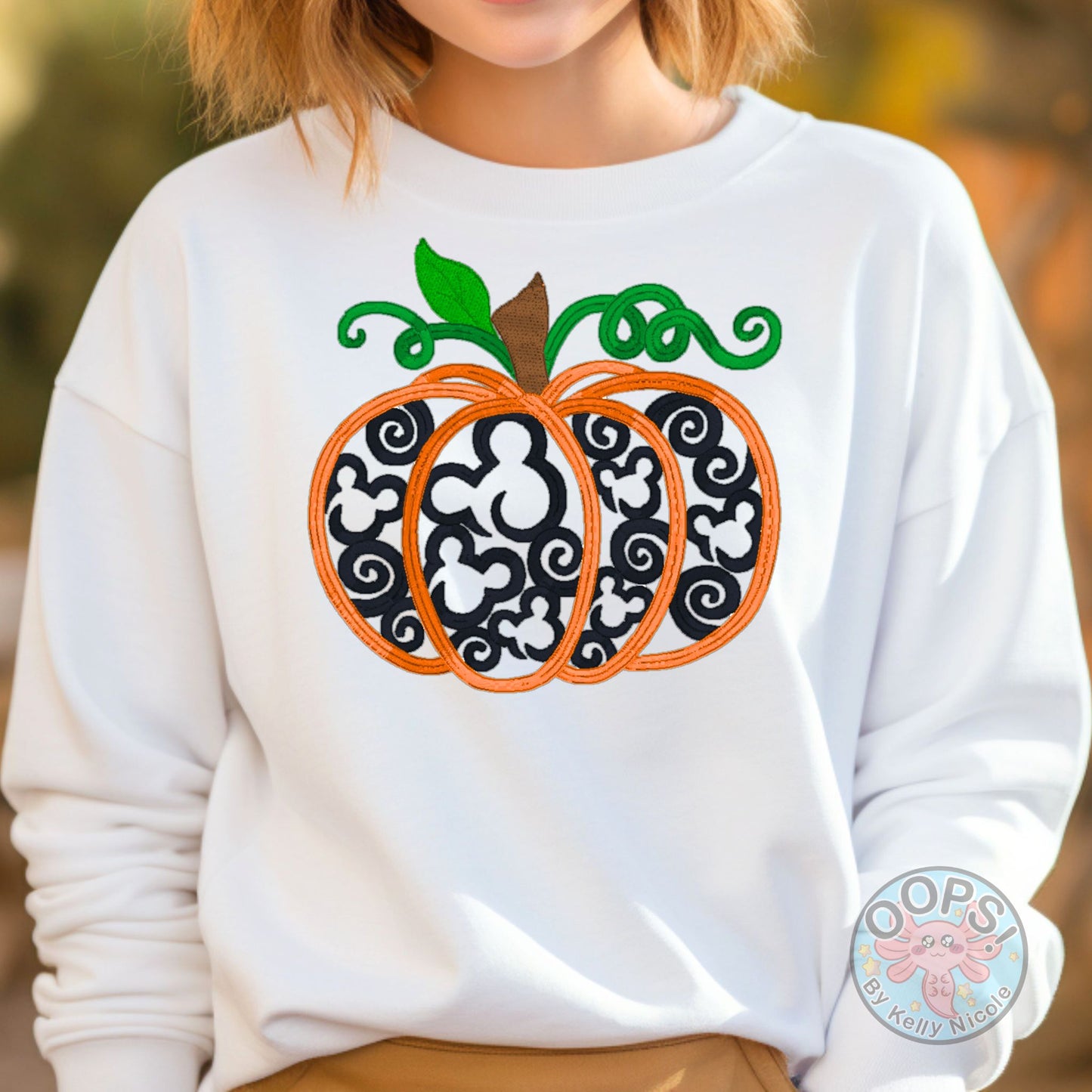 Embroidered  "Pumpkin Mickey Swirls"  Unisex Pullover