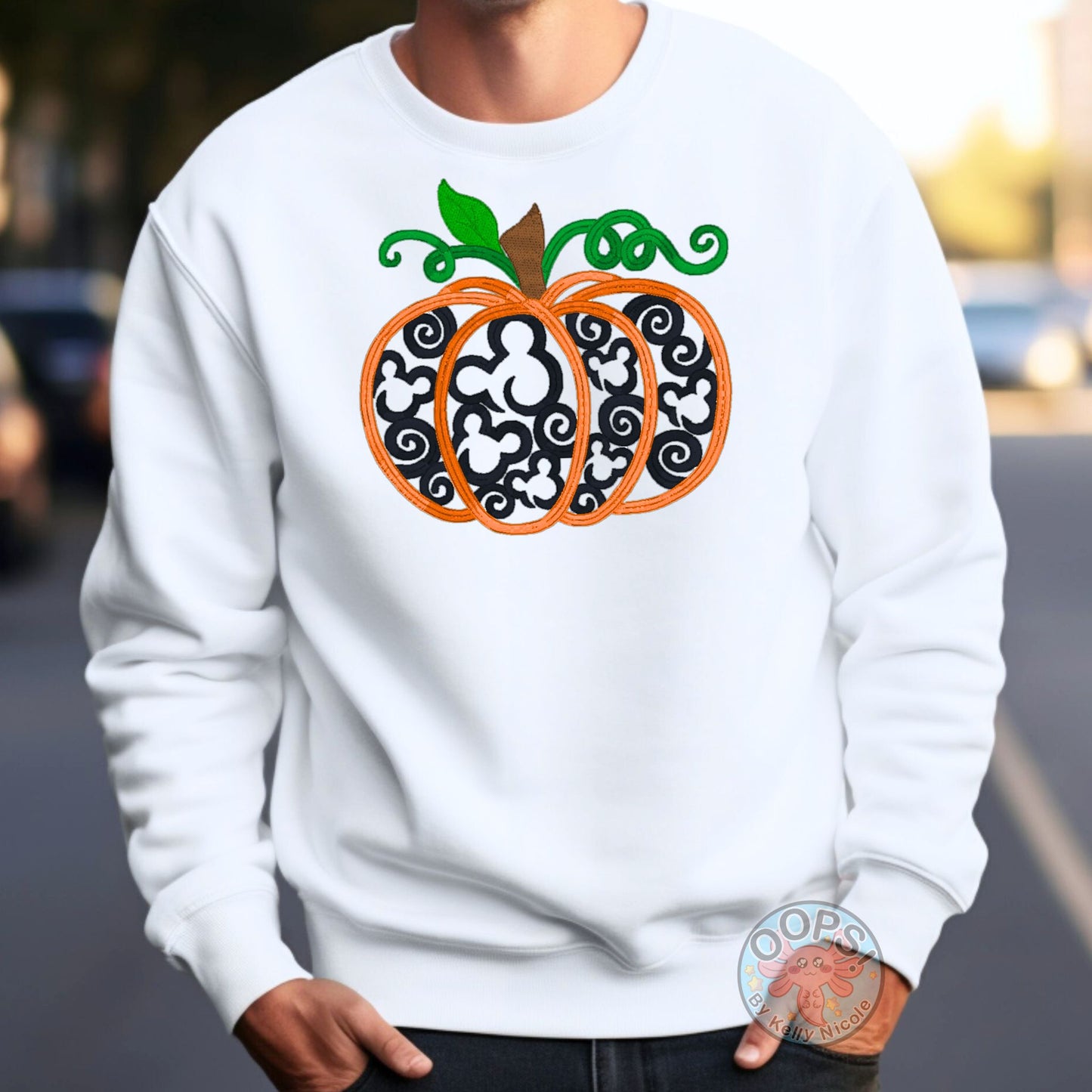 Embroidered  "Pumpkin Mickey Swirls"  Unisex Pullover