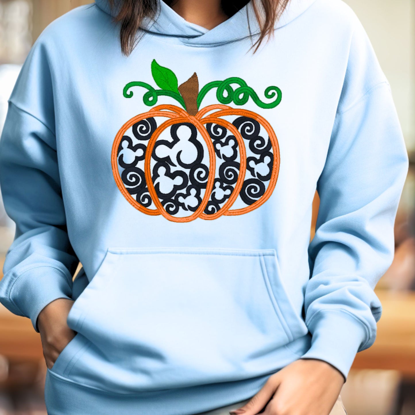 Embroidered  "Pumpkin Mickey Swirls"  Unisex Pullover