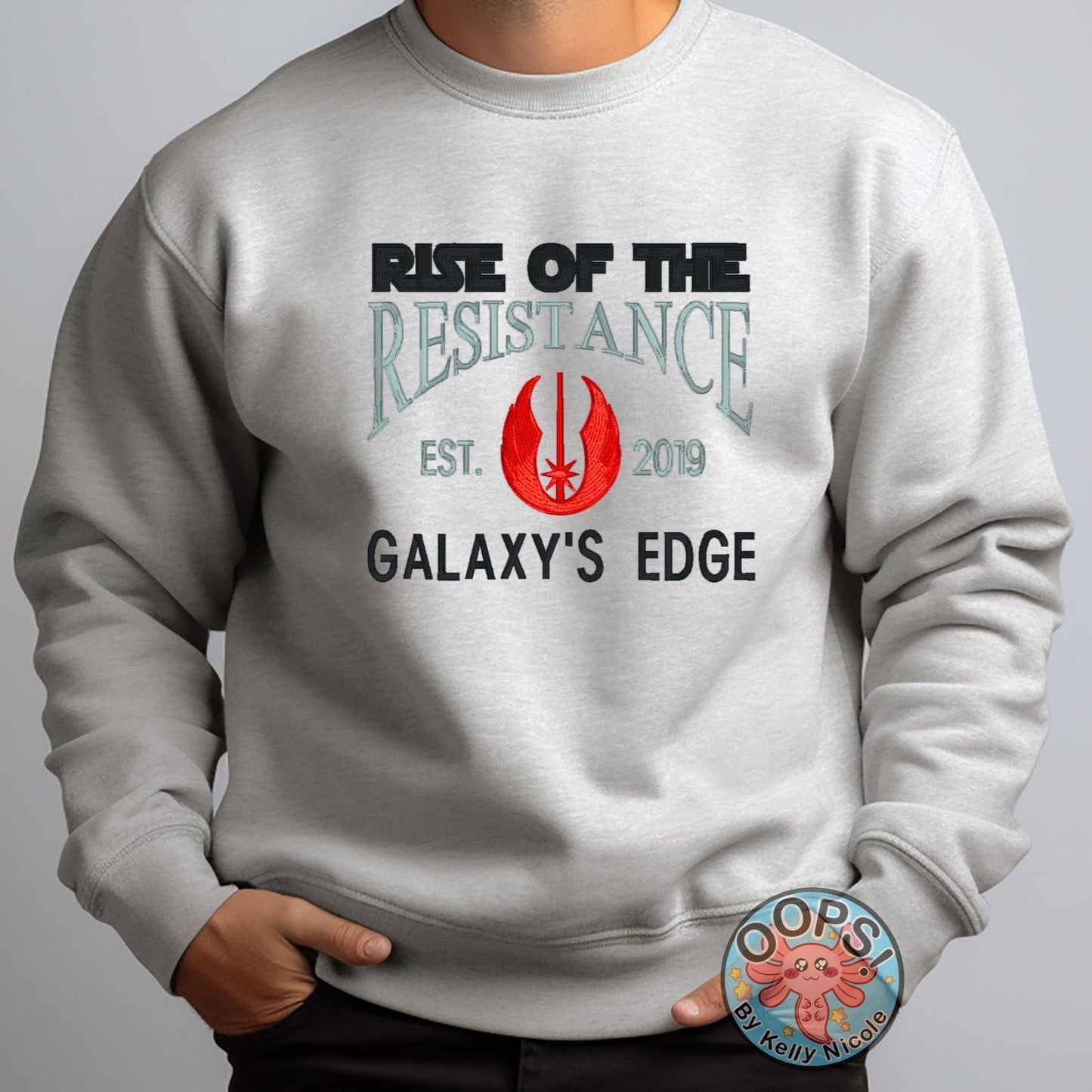 DISNEY GALAXY’S EDGE STAR WARS  RISE OF THE RESISTANCE SHIRT Embroidered  Heavyweight Unisex Sweatshirt in ASH.  Shop online today to get yours at HTTPS://OOPSBYKELLYNICOLE.COM 