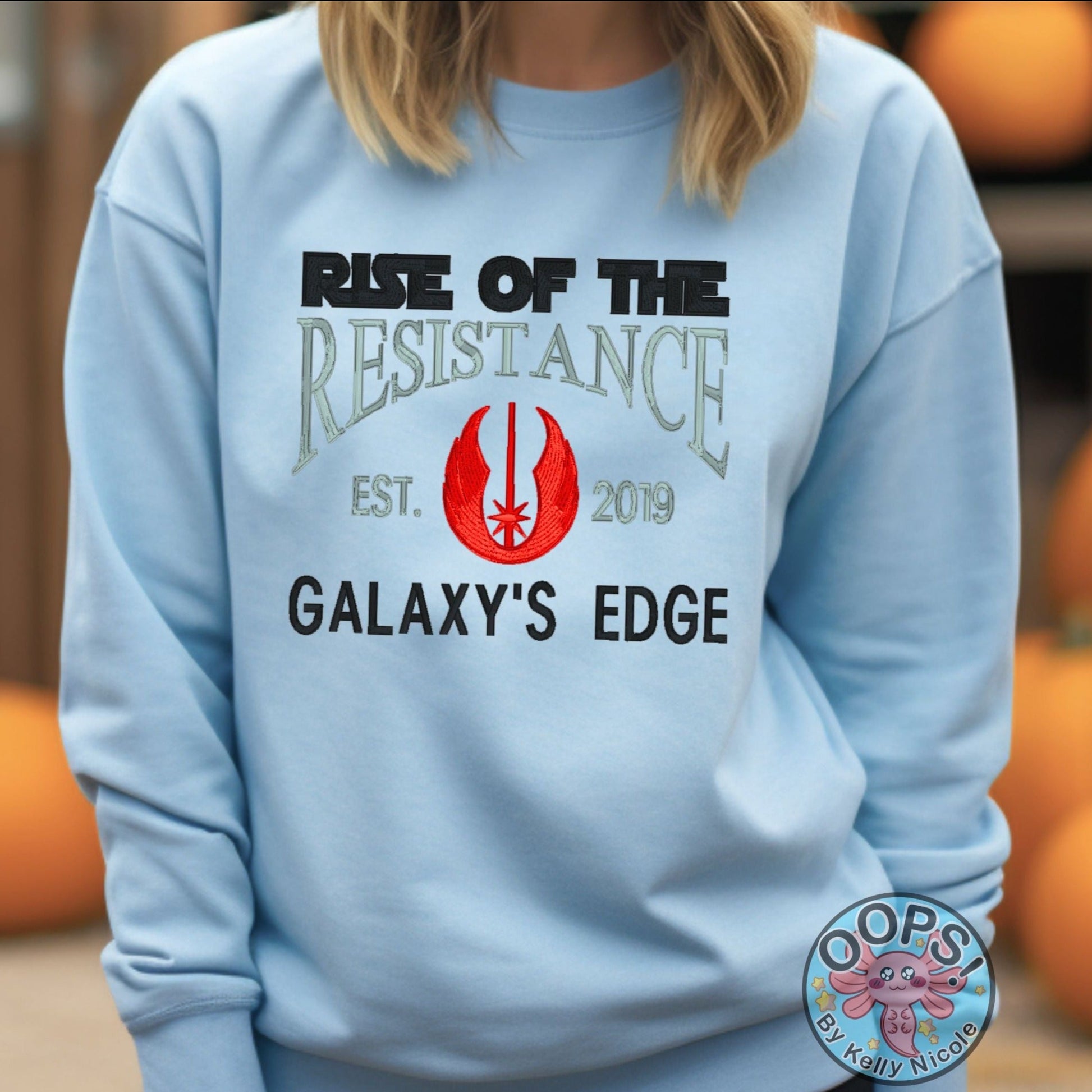 DISNEY GALAXY’S EDGE STAR WARS  RISE OF THE RESISTANCE SHIRT Embroidered  Heavyweight Unisex Sweatshirt in BLUE.  Shop online today to get yours at HTTPS://OOPSBYKELLYNICOLE.COM 