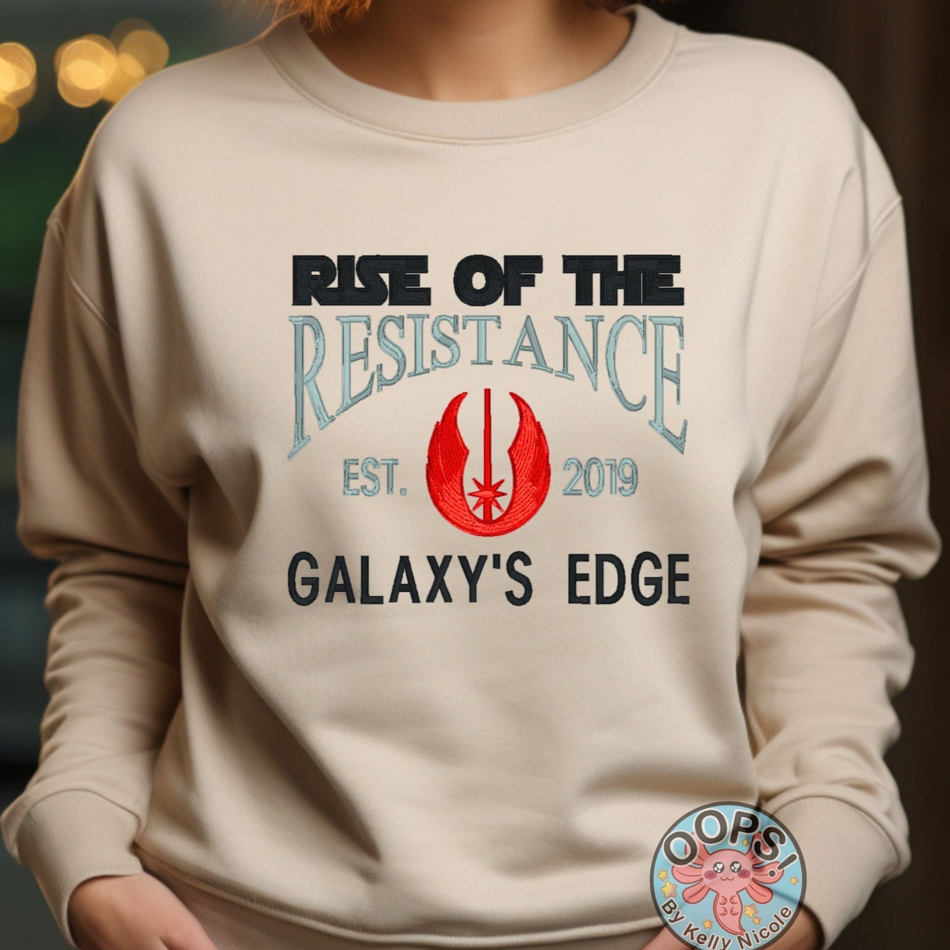 DISNEY GALAXY’S EDGE STAR WARS  RISE OF THE RESISTANCE SHIRT Embroidered  Heavyweight Unisex Sweatshirt in SAND.  Shop online today to get yours at HTTPS://OOPSBYKELLYNICOLE.COM 