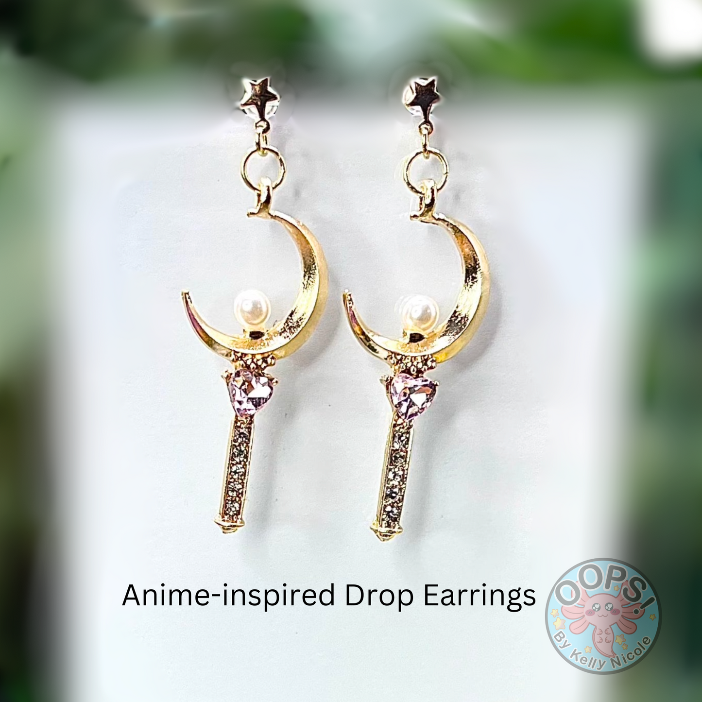 Beautiful "Magical Girl" Anime-inspired Drop Earrings for Manga Wand Cosplay Hypoallergenic Drop Earrings Gift for Home, Work, Cosplay or daily wear