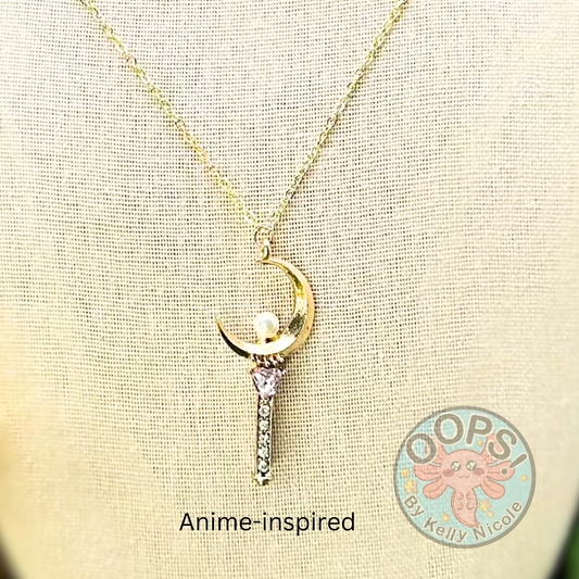 Collier inspiré de la baguette magique « Magical Girl » pour les fans de manga anime, pendentif en or hypoallergénique, bijoux cadeaux pour le travail ou le cosplay