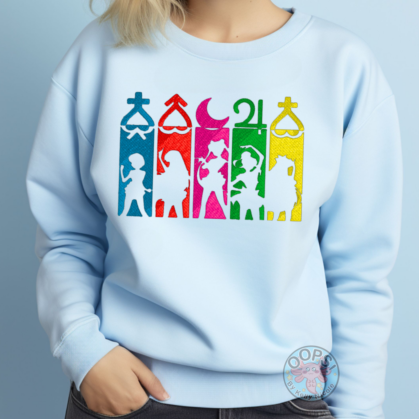 “Sailor Moon"  Embroidered Heavyweight Unisex Sweatshirt in BLUE  Shop online today to get yours at HTTPS://OOPSBYKELLYNICOLE.COM 