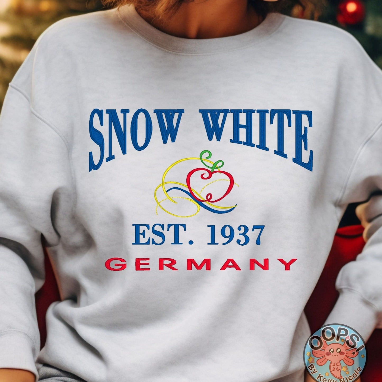 “SNOW WHITE”  Disney Princess  Embroidered  Heavyweight Unisex Sweatshirt in ASH.  Shop online today to get yours at HTTPS://OOPSBYKELLYNICOLE.COM 