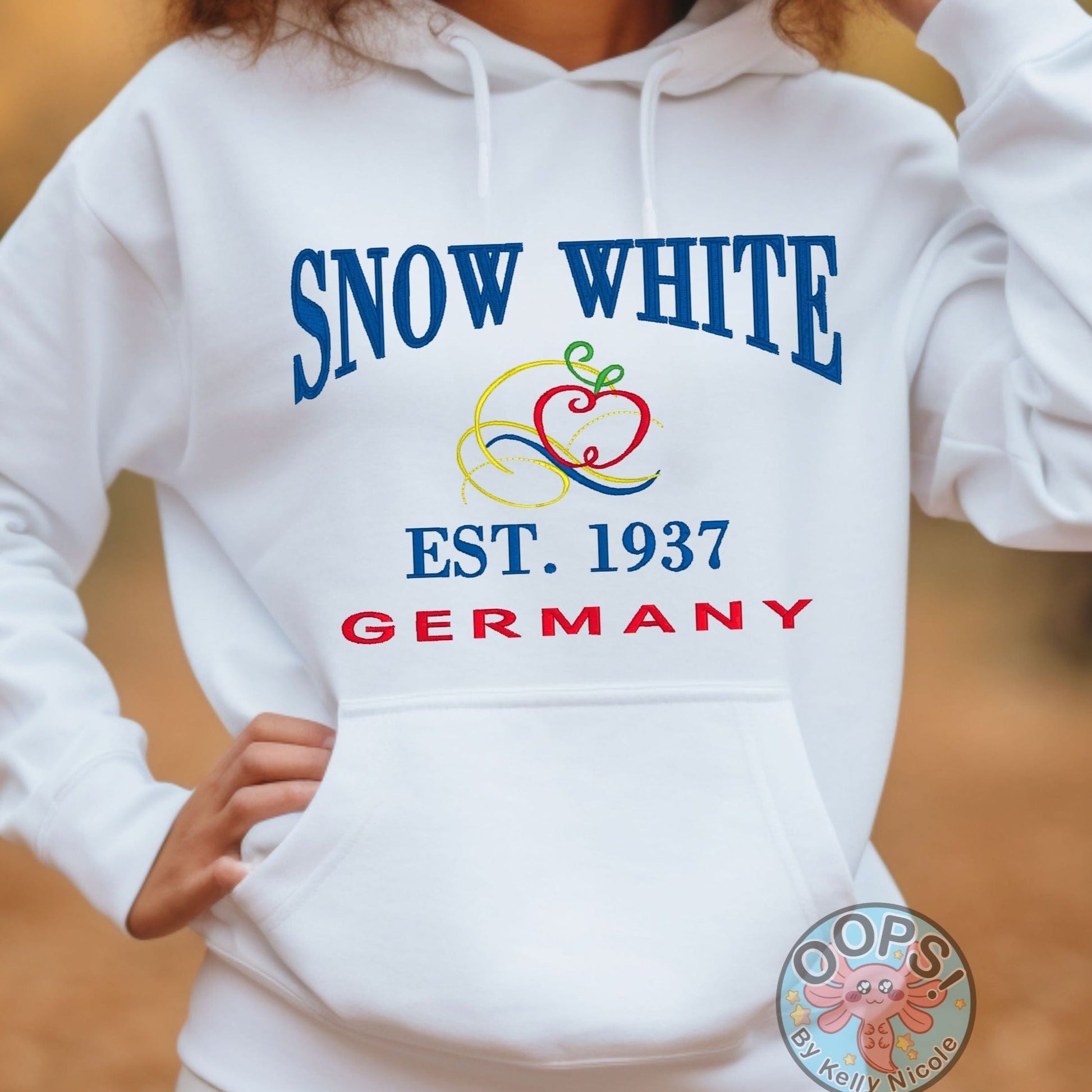 “SNOW WHITE”  Disney Princess  Embroidered   Embroidered Heavyweight Unisex Hoodie in WHITE.  Shop online today to get yours at HTTPS://OOPSBYKELLYNICOLE.COM 