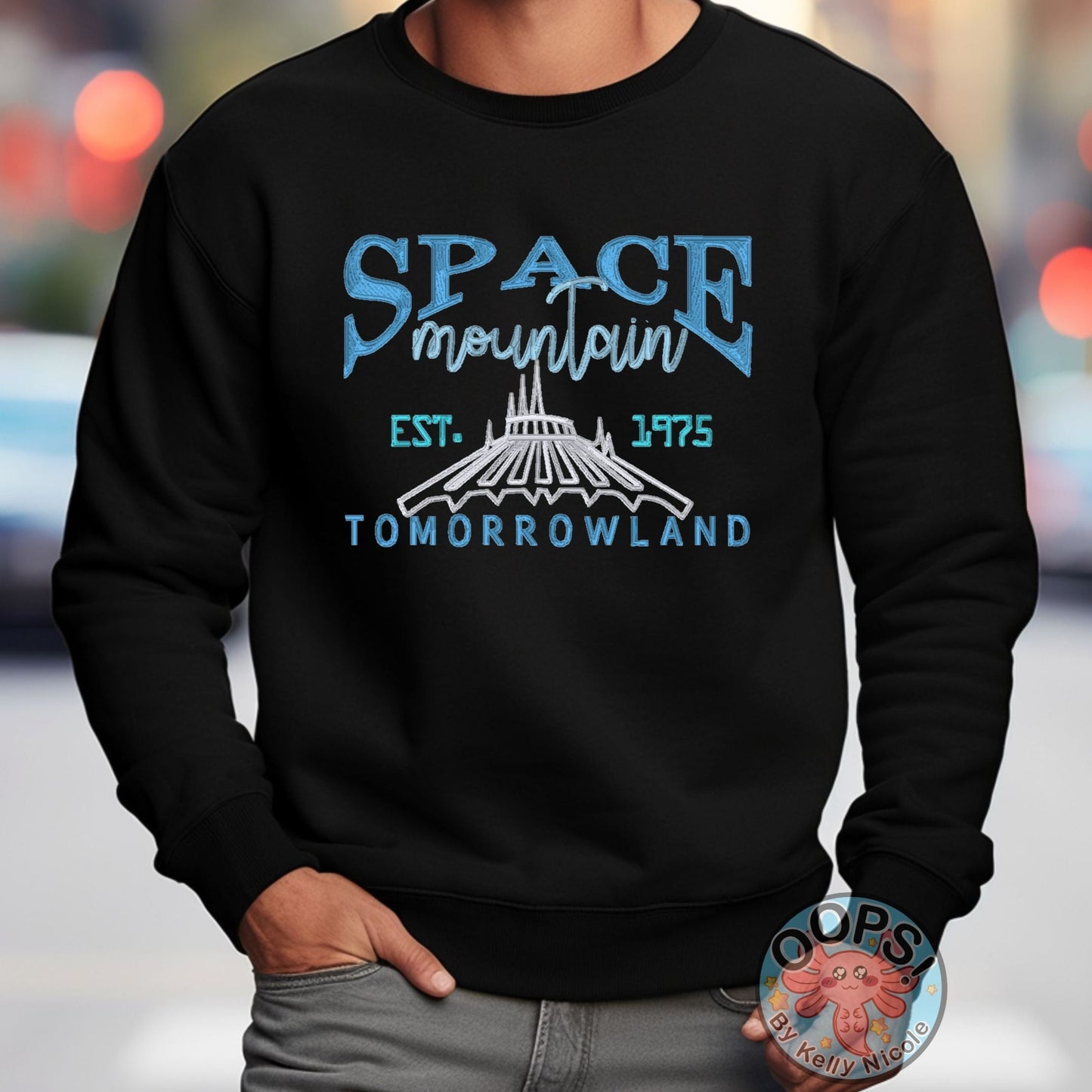 DISNEY “SPACE MOUNTAIN”Embroidered Heavyweight Unisex Sweatshirt in BLACK  Shop online today to get yours at HTTPS://OOPSBYKELLYNICOLE.COM 