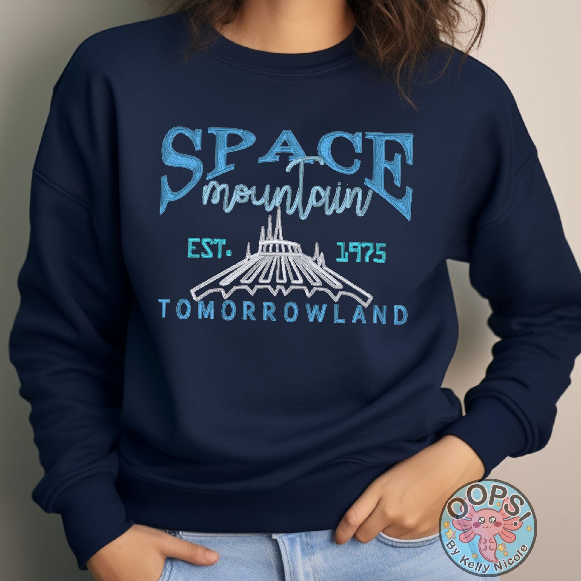 DISNEY “SPACE MOUNTAIN”Embroidered Heavyweight Unisex Sweatshirt in NAVY.  Shop online today to get yours at HTTPS://OOPSBYKELLYNICOLE.COM 