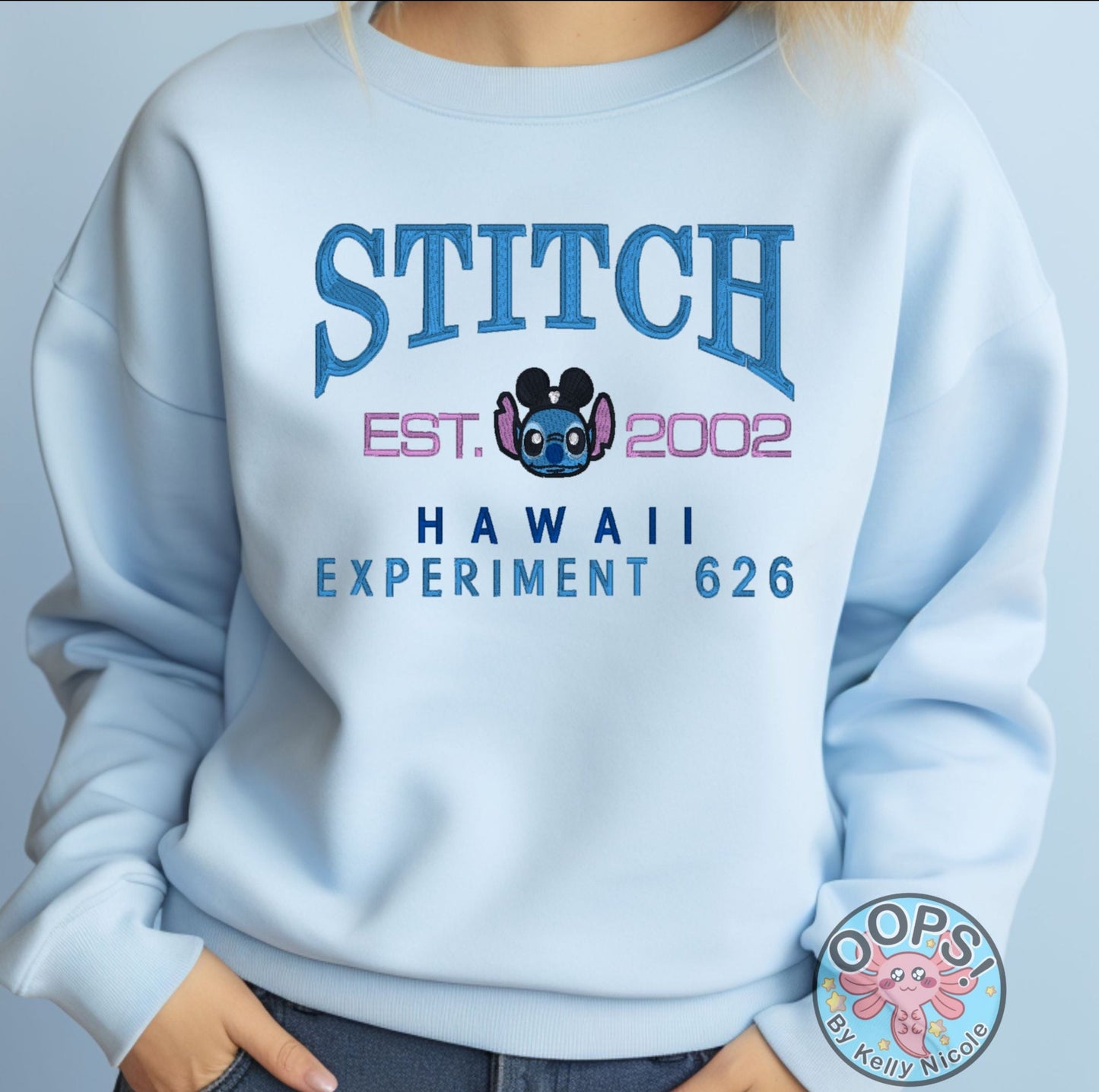 STITCH Alien Shirt from Disney’s Lilo and Stitch  Embroidered  Heavyweight Unisex Sweatshirt in BLUE.  Shop online today to get yours at HTTPS://OOPSBYKELLYNICOLE.COM 