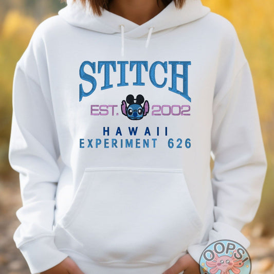 STITCH Alien Shirt from Disney’s Lilo and Stitch      Embroidered Heavyweight Unisex Hoodie in WHITE.  Shop online today to get yours at HTTPS://OOPSBYKELLYNICOLE.COM 