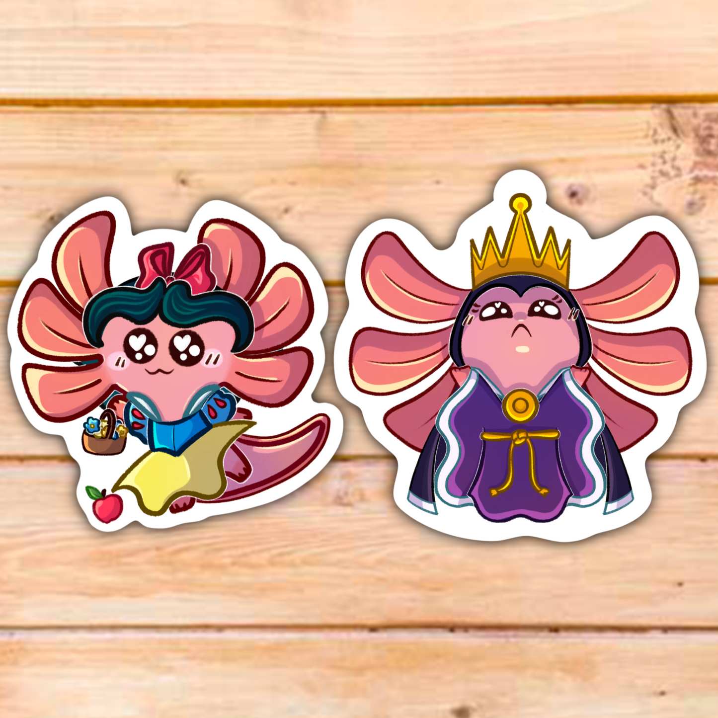 Axolotl Snow White or Evil Queen high-quality Sticker