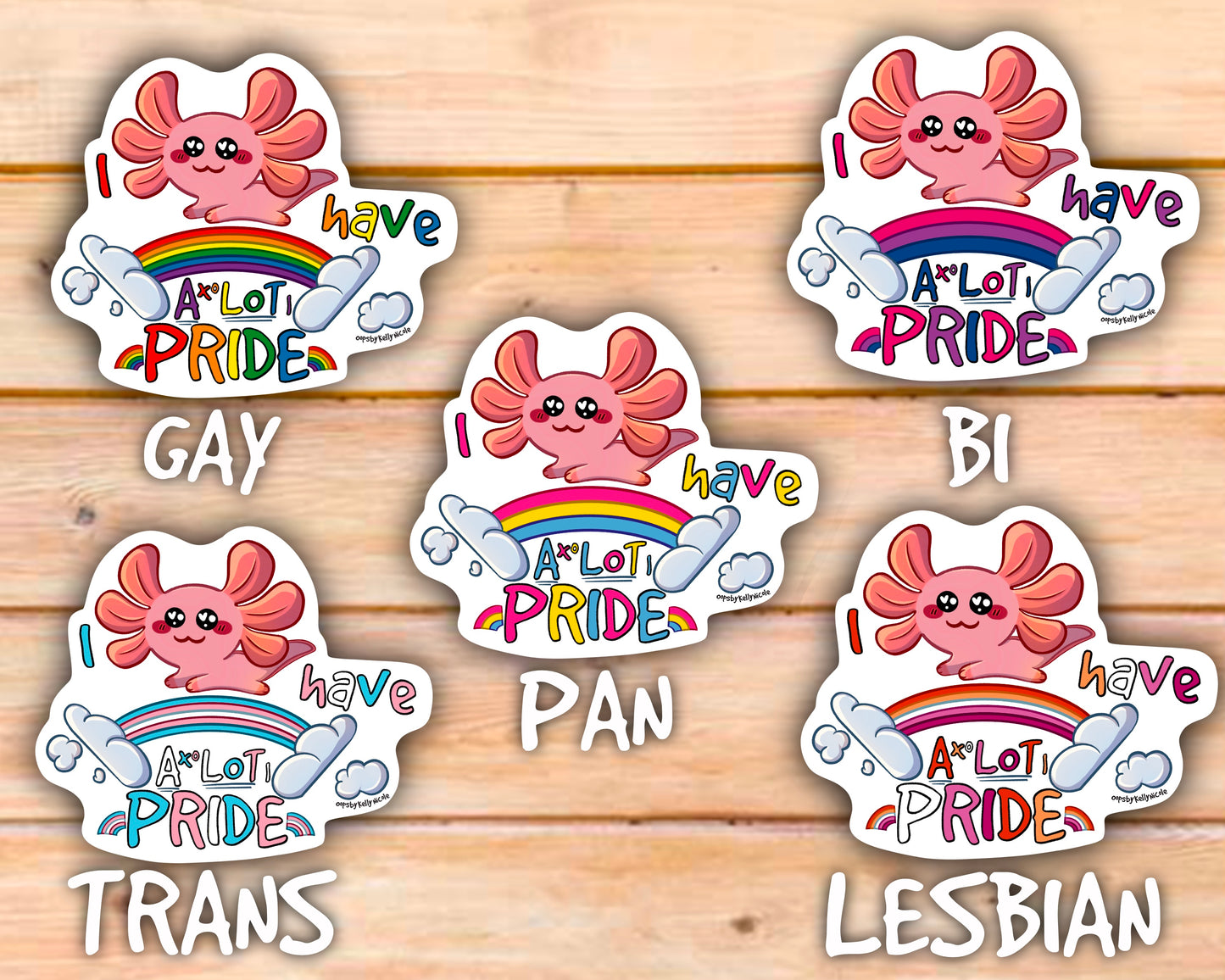 Pegatina del orgullo, pegatina de Axolotl, pegatina del orgullo de Axolotl, I Axolotl Pride, gay, lesbiana, asexual, no binaria, aromática, pansexual, orgullo