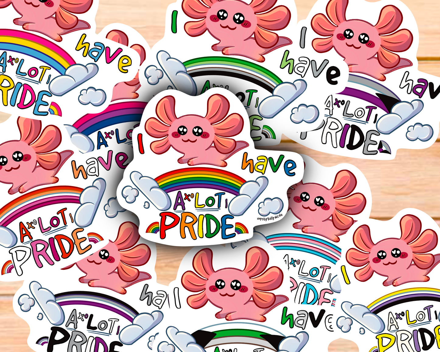 Pride sticker, Axolotl sticker, Axolotl pride sticker, I Axolotl Pride, gay, lesbian, asexual, nonbinary, aromantic, pansexual, pride