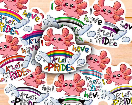 Pride sticker, Axolotl sticker, Axolotl pride sticker, I Axolotl Pride, gay, lesbian, asexual, nonbinary, aromantic, pansexual, pride