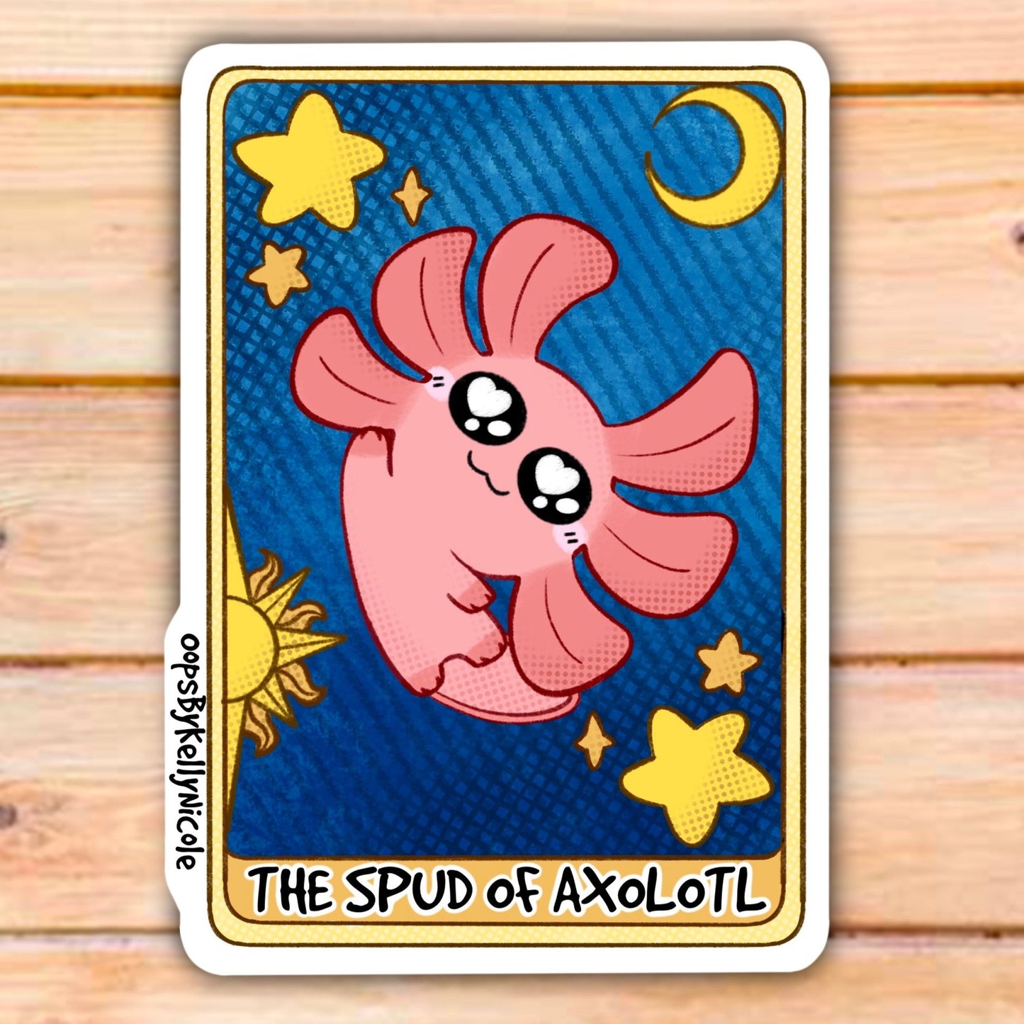 Pegatina de vinilo de alta calidad "Spud the Axolotl Tarot Card"