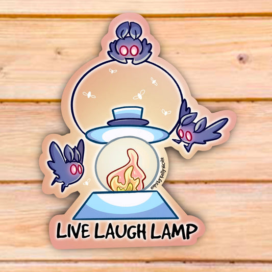 LIVE LAUGH LAMP MOTH STICKER