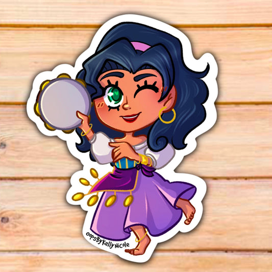 "Princess Esmeralda", Hunchback of Notre Dame Custom Designed Vinyl STICKER