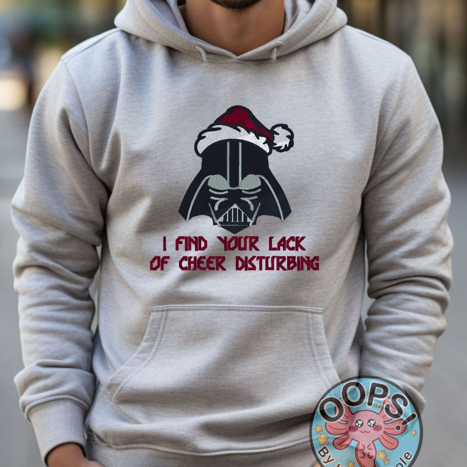 DISNEY HOLIDAY STAR WARS humorous Embroidered Heavyweight Unisex Hoodie in ASH.  Shop online today to get yours at HTTPS://OOPSBYKELLYNICOLE.COM 