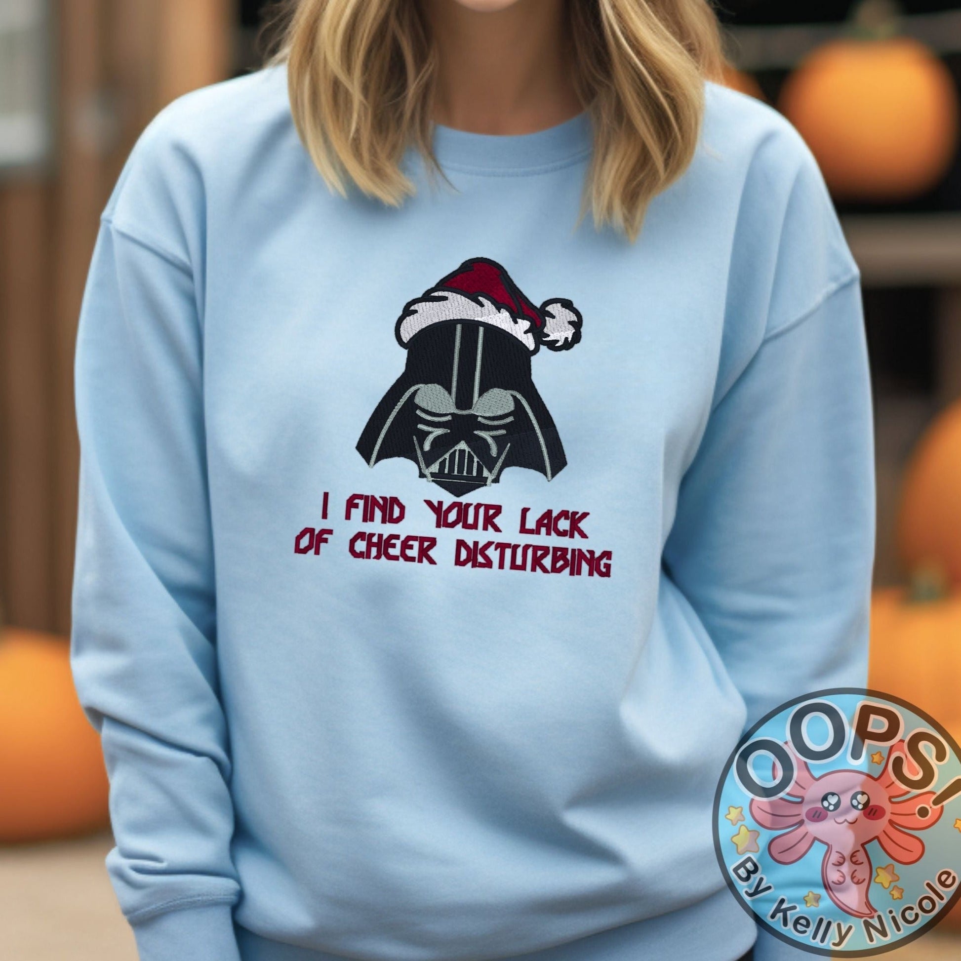 DISNEY HOLIDAY STAR WARS humorous Embroidered Heavyweight Unisex Sweatshirt in BLUE  Shop online today to get yours at HTTPS://OOPSBYKELLYNICOLE.COM 