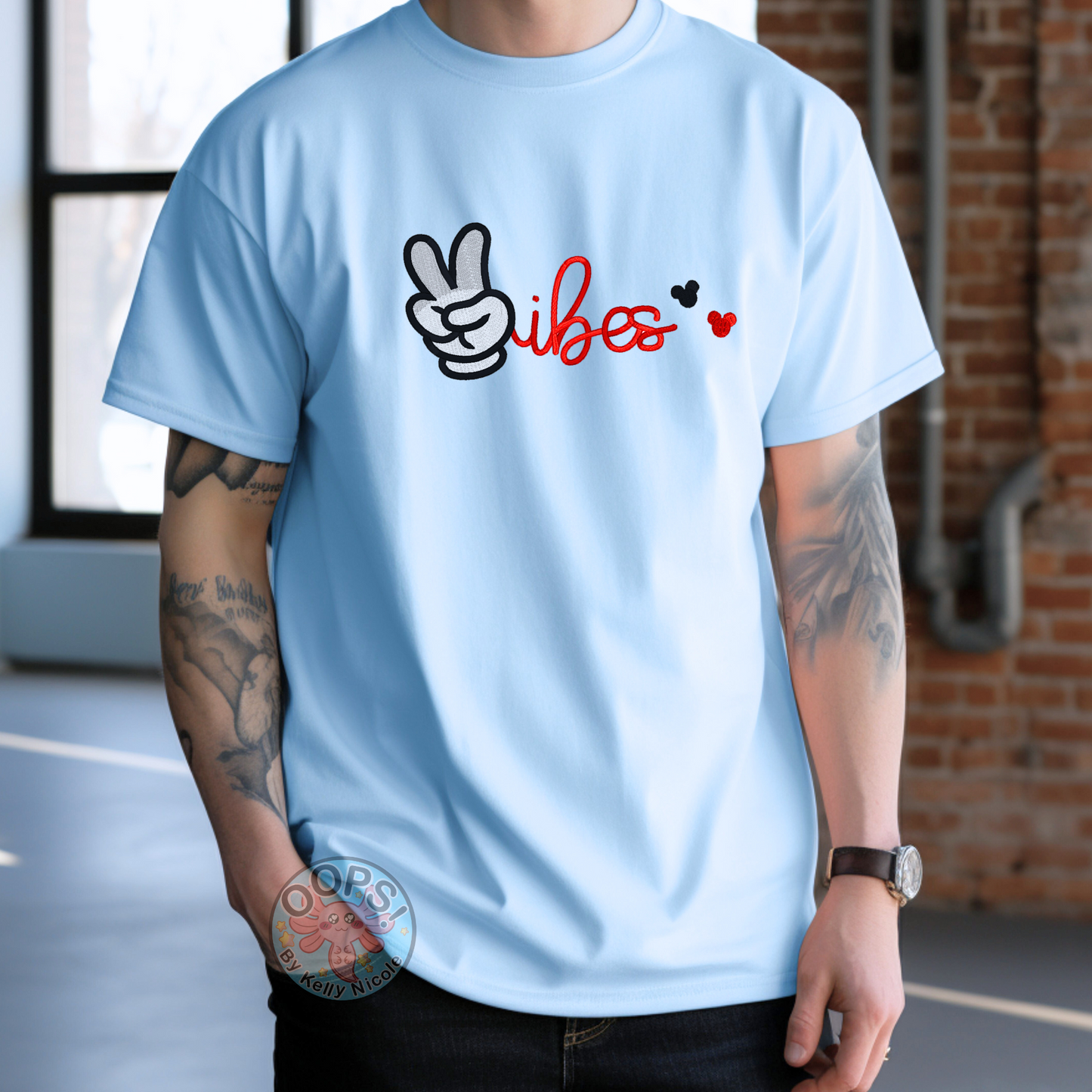 DISNEY “Mickey Mouse Peace Vibes” Embroidered Heavyweight Unisex Comfort Colors T-shirt in BLUE Shop online today to get yours at HTTPS://OOPSBYKELLYNICOLE.COM 