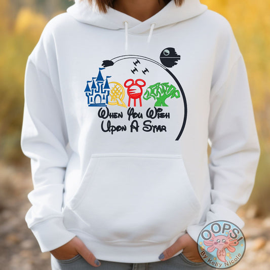 Camiseta, sudadera y sudadera con capucha bordada "Wish Upon A Star" del parque temático Ideal para vacaciones y en cualquier momento Ropa cómoda y acogedora o regalo.