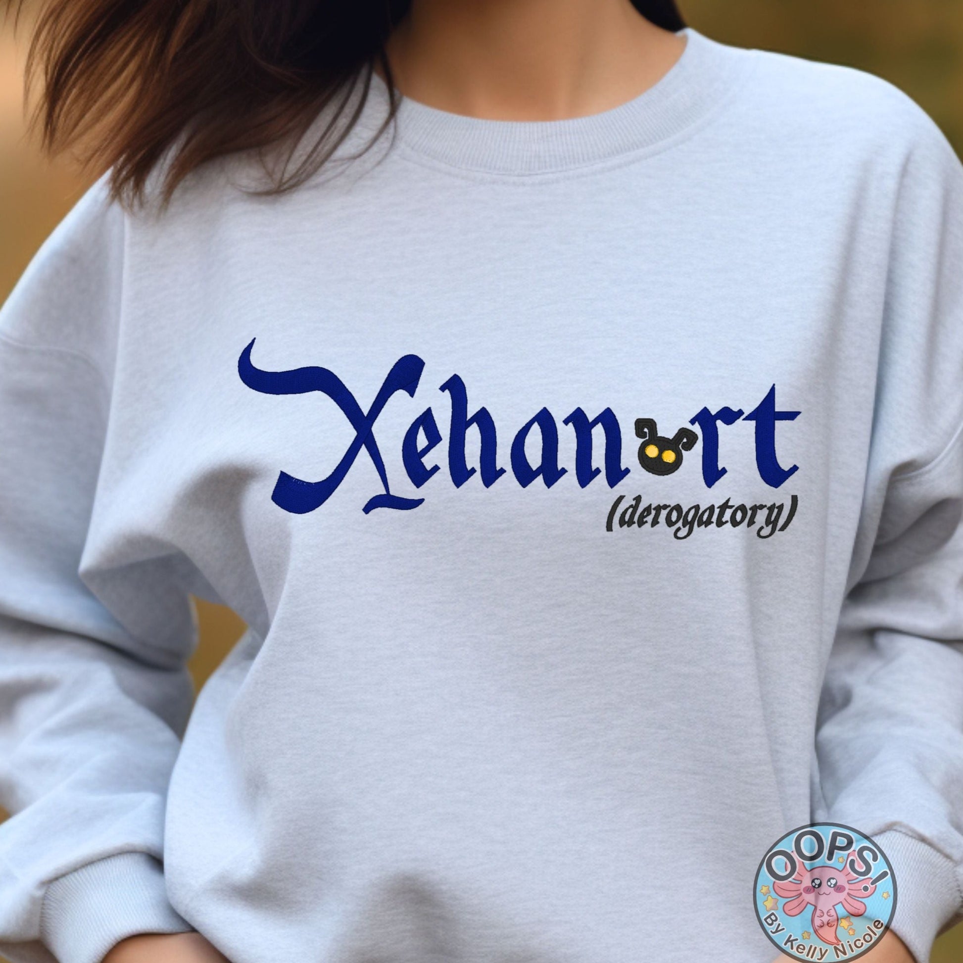 Disney Kingdom Hearts Video Game “XEHANORT (derogatory)” Shirt.  Embroidered Heavyweight Unisex Sweatshirt in ASH.  Shop online today to get yours at HTTPS://OOPSBYKELLYNICOLE.COM 