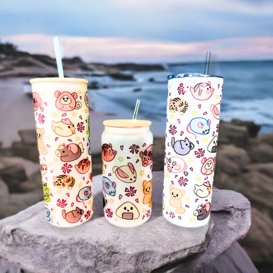 Fruits Basket Inspired Custom Tumbler.  20 oz, 16 oz Frosted glass or stainless Steel Insulated Coffee Tumbler for daily use or Gift.